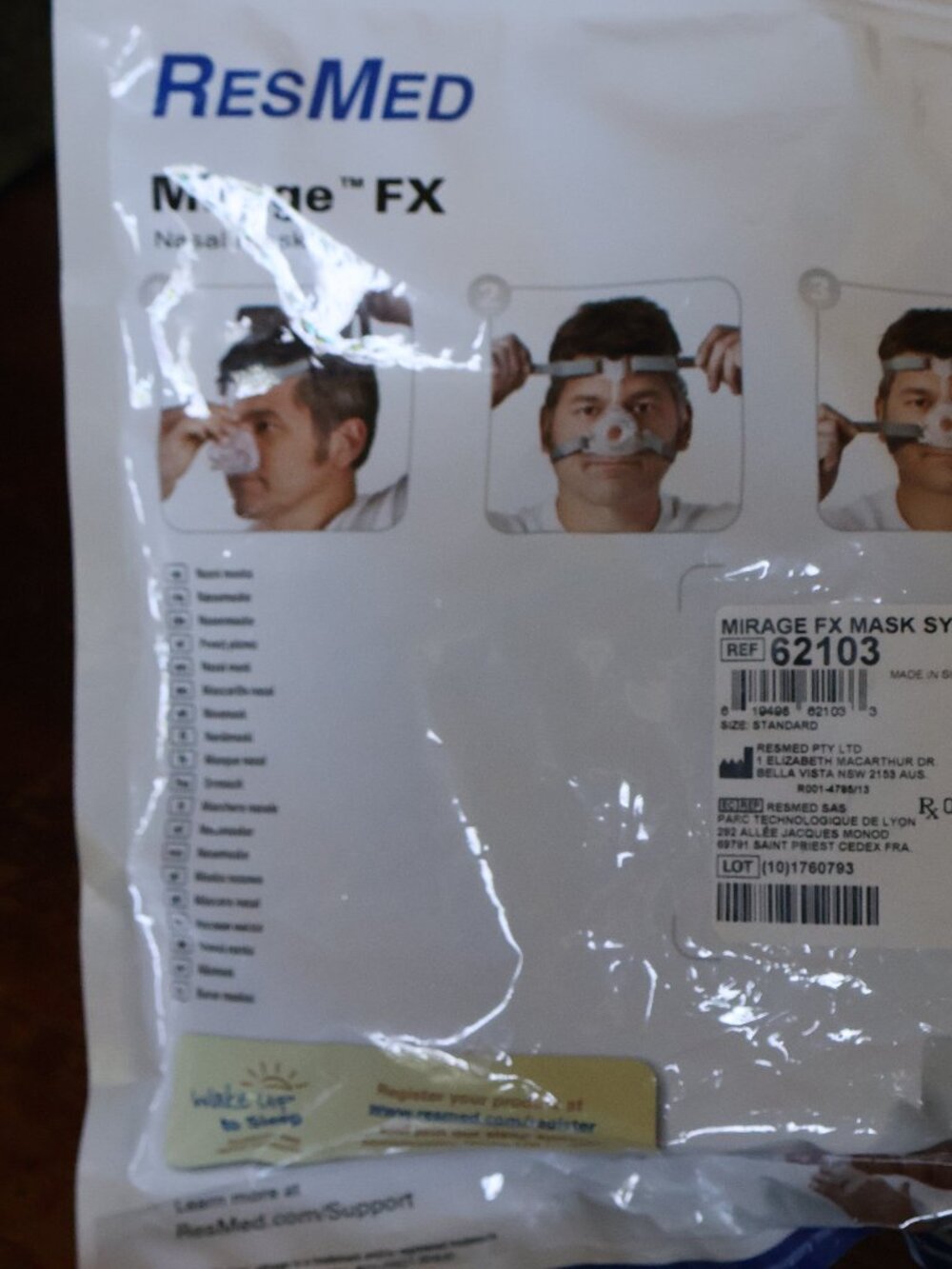 BRAND NEW SEALED ResMed MIRAGE  FX NASAL  Mask   STD SIZE O/S
